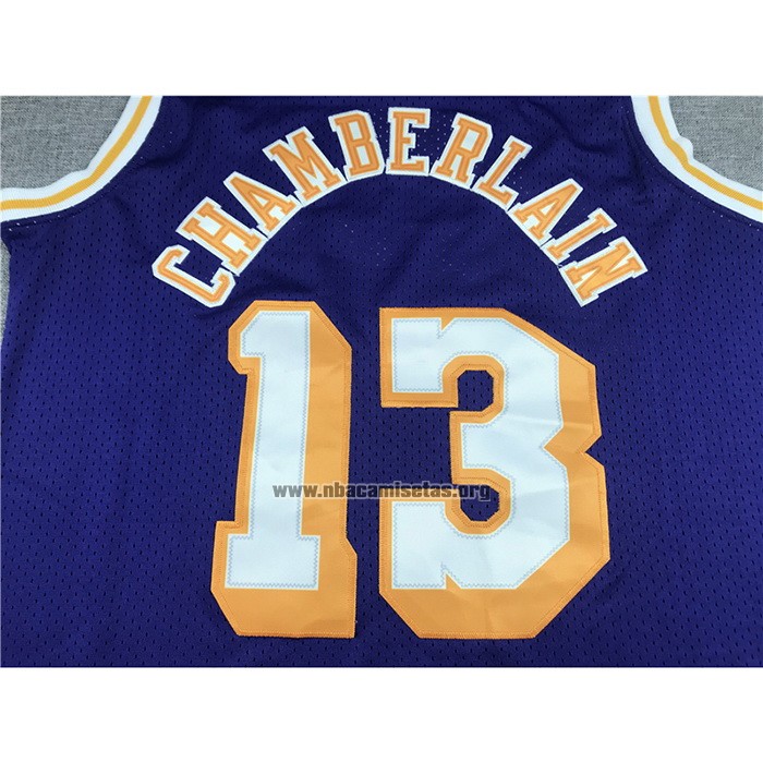 Camiseta Los Angeles Lakers Wilt Chamberlain NO 13 Mitchell & Ness 1971-72 Violeta
